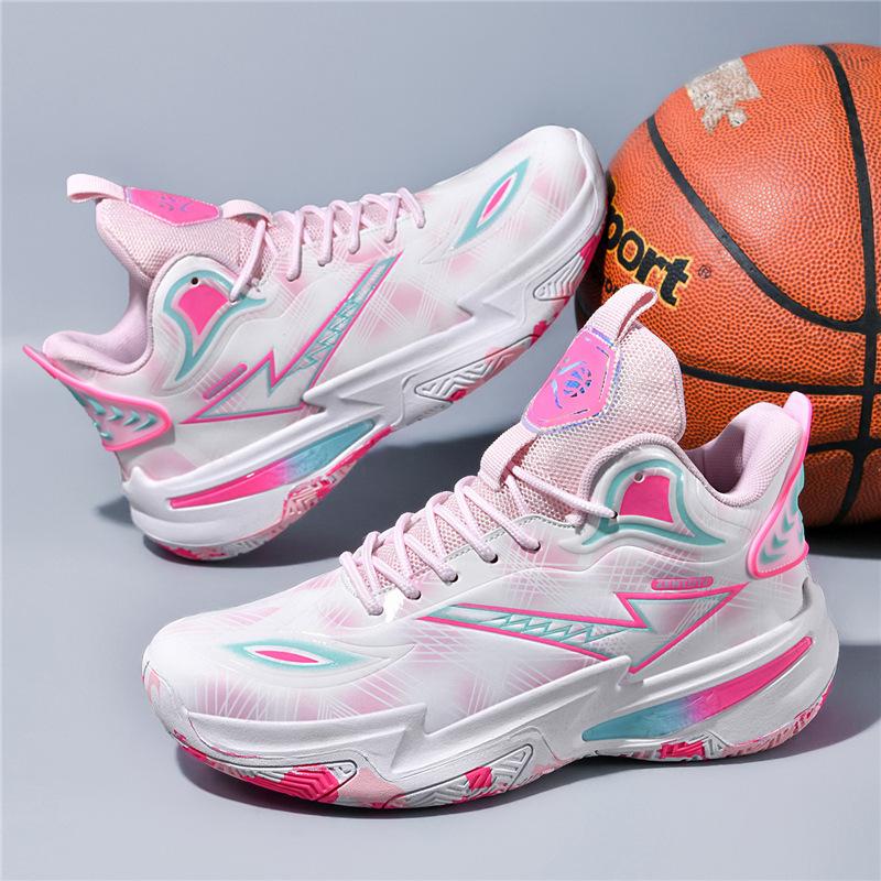 Youth students basketball shoes men's sneakers women's leather running sneakers sports training shoes actual combat mandarin duck