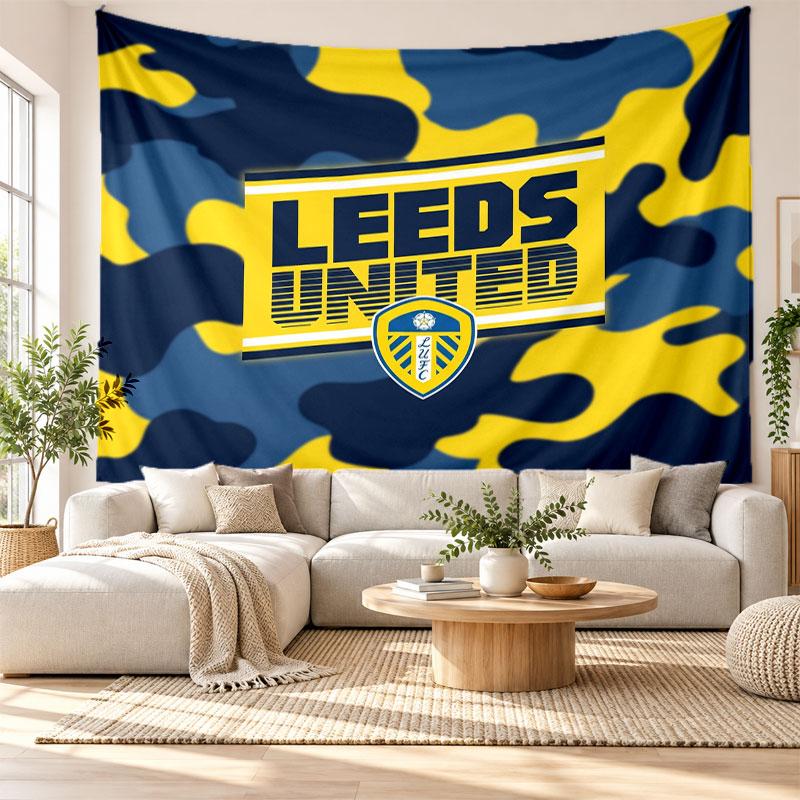 Arazzo da Parete Calcio Leeds United, Appeso a Parete in Tessuto Morbido, Sfondo Decorativo per Camera da Letto Arte Murale per la Casa