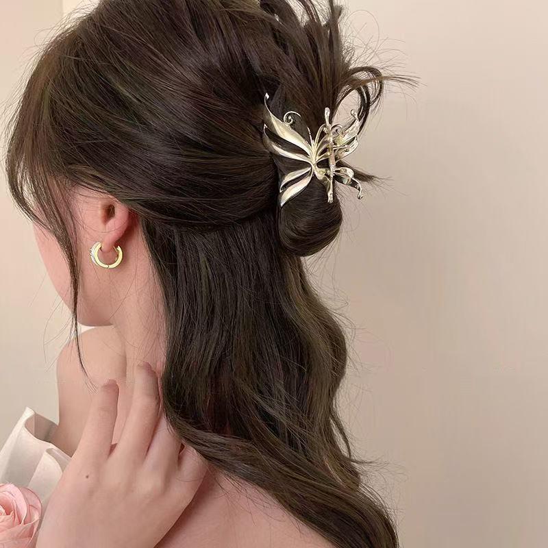 

1 шт. стильная заколка-бабочка в стиле Y2K, маленькая ретро-заколка для прически «полупучок», высококачественный женский металлический зажим-«акула» для затылка