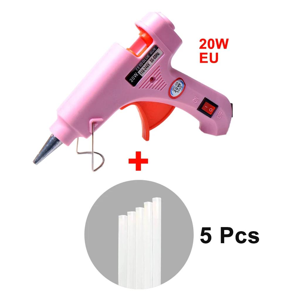 20W Hot Melt Glue Gun DIY Mini Household Industrial Guns Heat Temperature Thermo EU Electric Repair Tool Use 7mm Glue Sticks