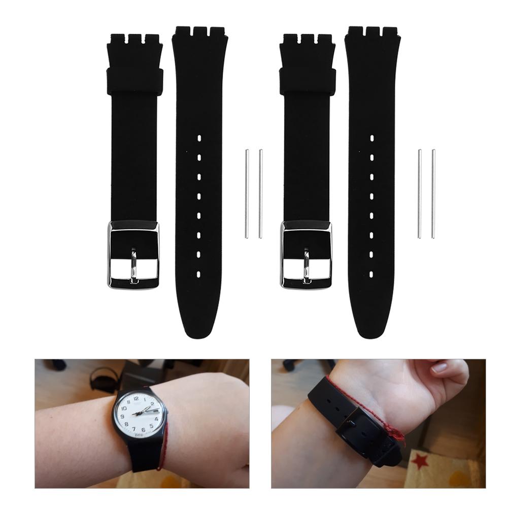 2pcs Soft Silicone 17mm19mm Watchband Watch Strap Replacement Accessory