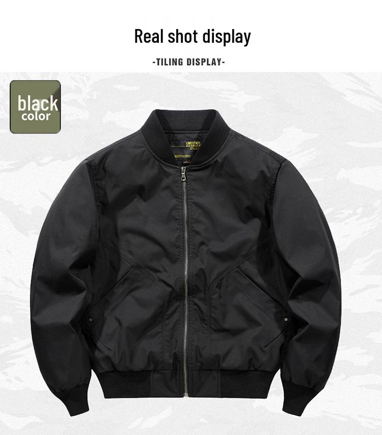 2024 Men's Pilot-Style Baseball Collar Jacket - Loose Fit for Spring & Autumn