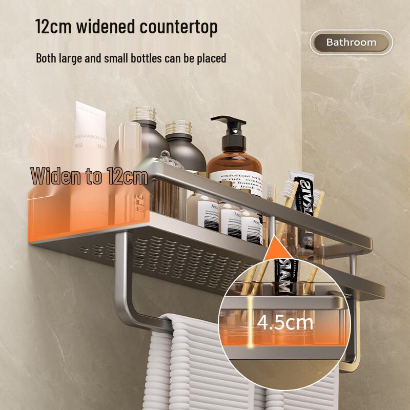 DANLE Punch-Free Aluminum Bathroom Storage Shelf