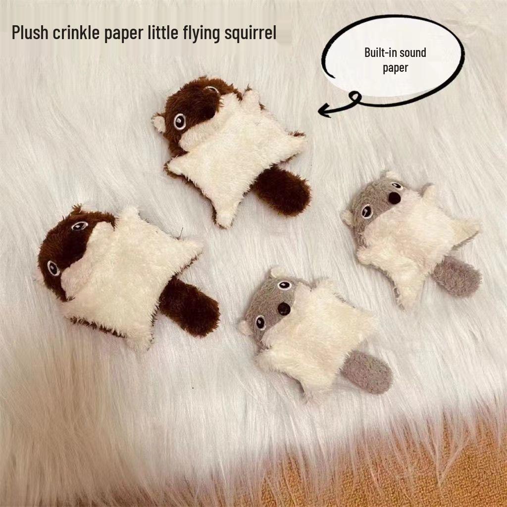 Durable Plush Flying Squirrel Cat Toy with Sound & Crinkle Paper