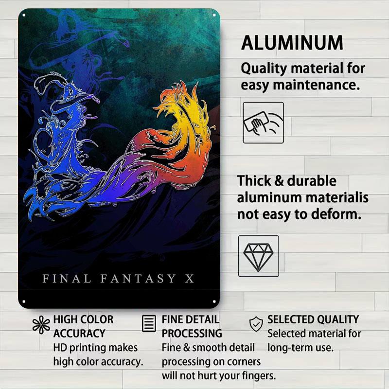 Final Fantasy X Blechschilder Videospiel-Poster Bar Individuelles Metallschild für Wanddekoration Bilder Wanddeko Zimmer