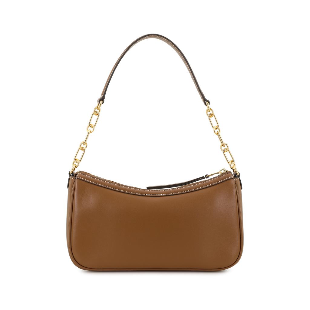 Tory Burch Brass Hardware Zipper Closure Leather Tote Crossbody Shoulder Bag Women Bags Caramel 86557-909