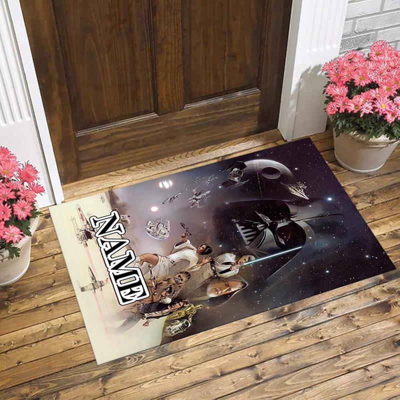 Personalized Name Darth Vader Lightsaber Living Room Non-Slip Area Rug Soft Carpet for Bedroom Kids Playroom Sofa Office Home Decor Doormat