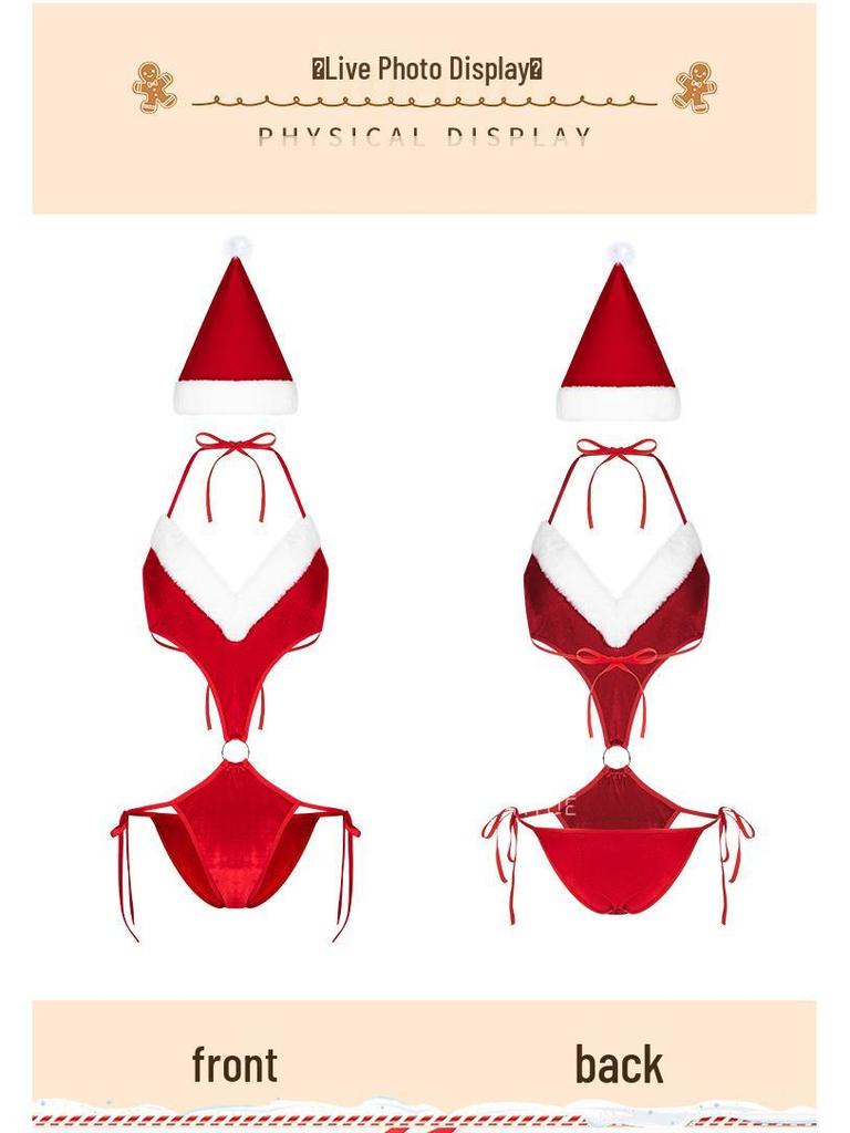Yi Yue Lingerie Christmas Lace-Up Sleepwear Temptation Role Play Set 8344