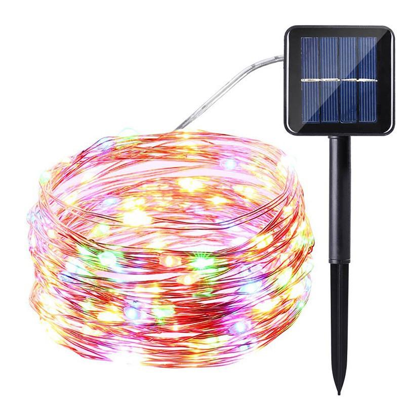 Outdoor Solar-Powered LED String Lights with Remote Control - Waterproof Copper Wire for Decorative Holiday Atmosphere