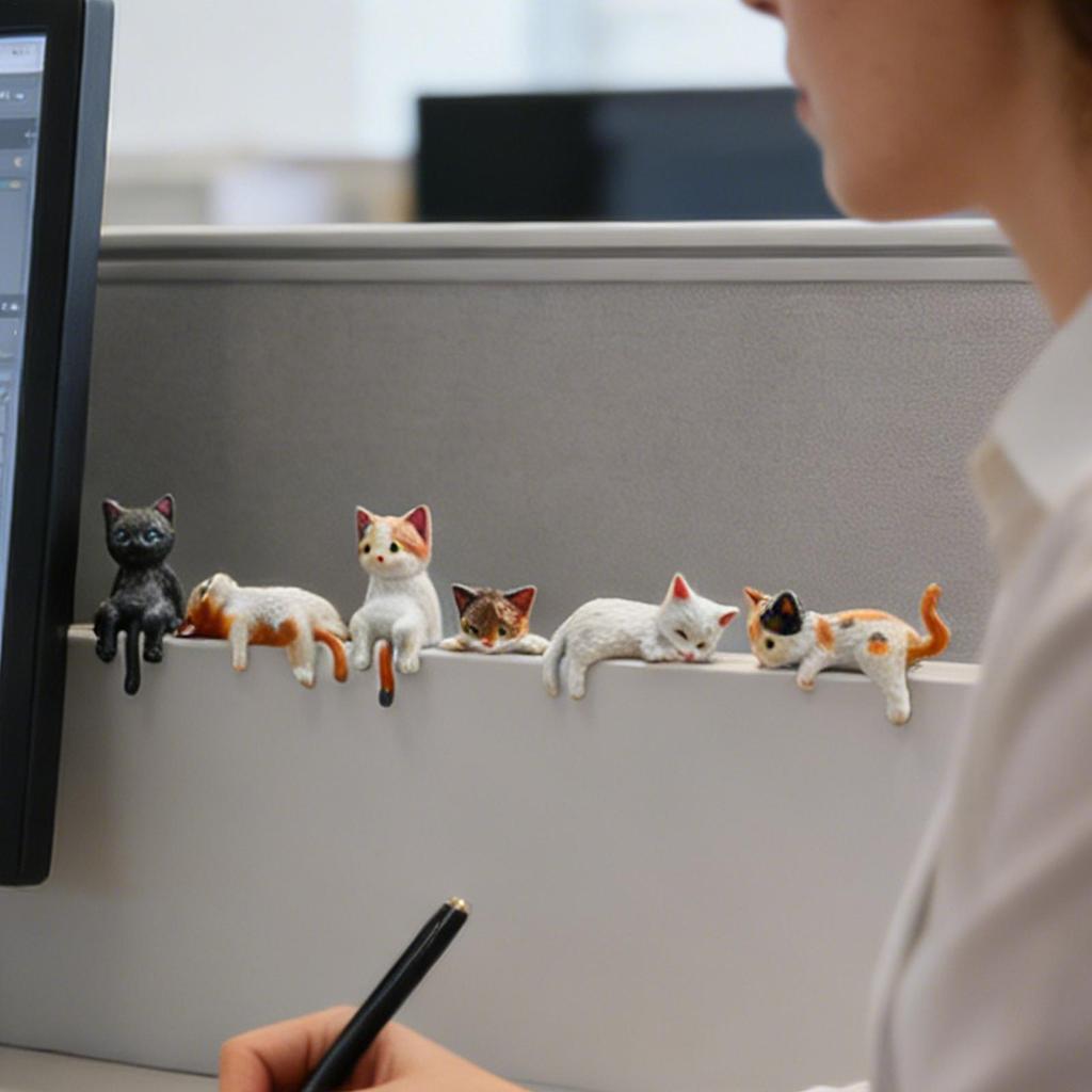 10pcs Mini Cat Figurine Set Cute Kitten Figurine Office Desk Computer Car Dashboard Decorations, Resin Craft Ornaments gifts