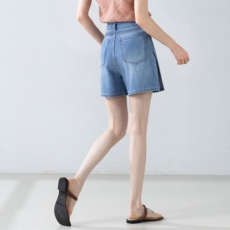 Women's High-Waisted Retro Pocket Denim Shorts