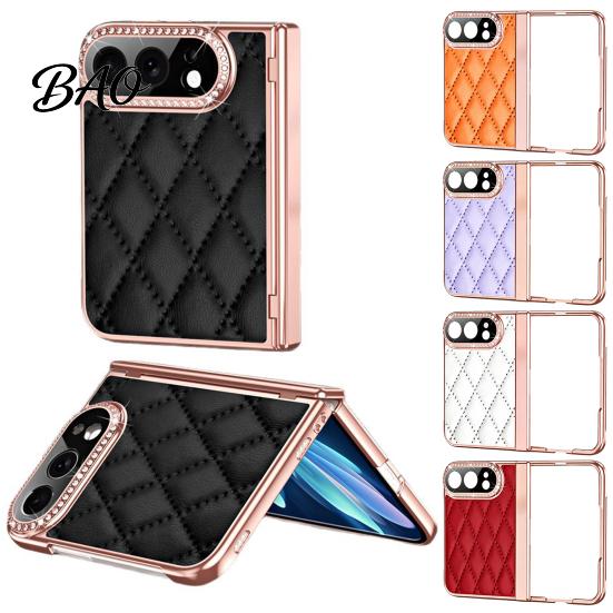 Scratch Resistant Phone Shell Faux Leather Case for IPhone-Duo, with Screen Protector & Hinge Impact Protective Protection, Rhinestone Cover,