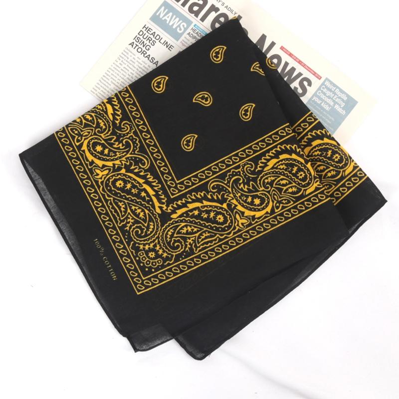 Unisex Cotton Bandana Kerchief Hip Hop Black Hair Band Neck Scarf Sports Headwear Wrist Wraps Head Square Scarves Handkerchief