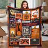 Flannel Halloween Blanket Vibrant Halloween Motifs Print Flannel Blanket For Adding Spooky Charm To Home Stylish Durable