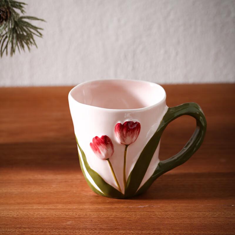 Shangqi Hand-Painted Tulip Ceramic Mug