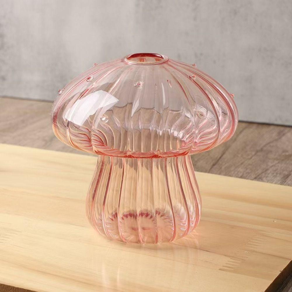 Einfache Hydroponik-Blumenflasche Transparente Glas-Glasvase Pilz Kürbis Glasblume