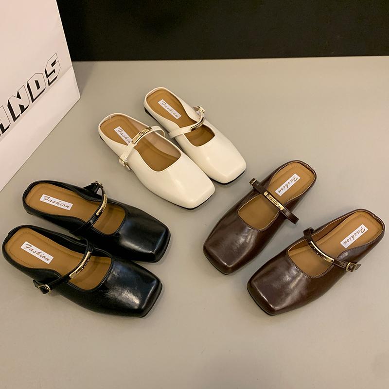 Summers New Style Women Cover Toe Mules Slippers Fashion Shallow Slip On Slide Ladies Women's Elegant Dress Shoes Zapatos Mujer