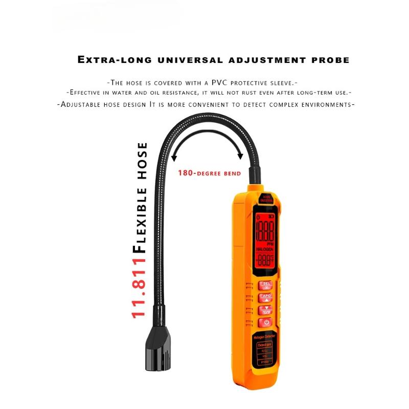 Detector Portátil de Fugas de Freón de Alta Sensibilidad Detector de Fugas de Halógeno R22 R410A R134A R1234YF Gas Refrigerante HVAC Probador de Aire Acondicionado Pantalla LCD