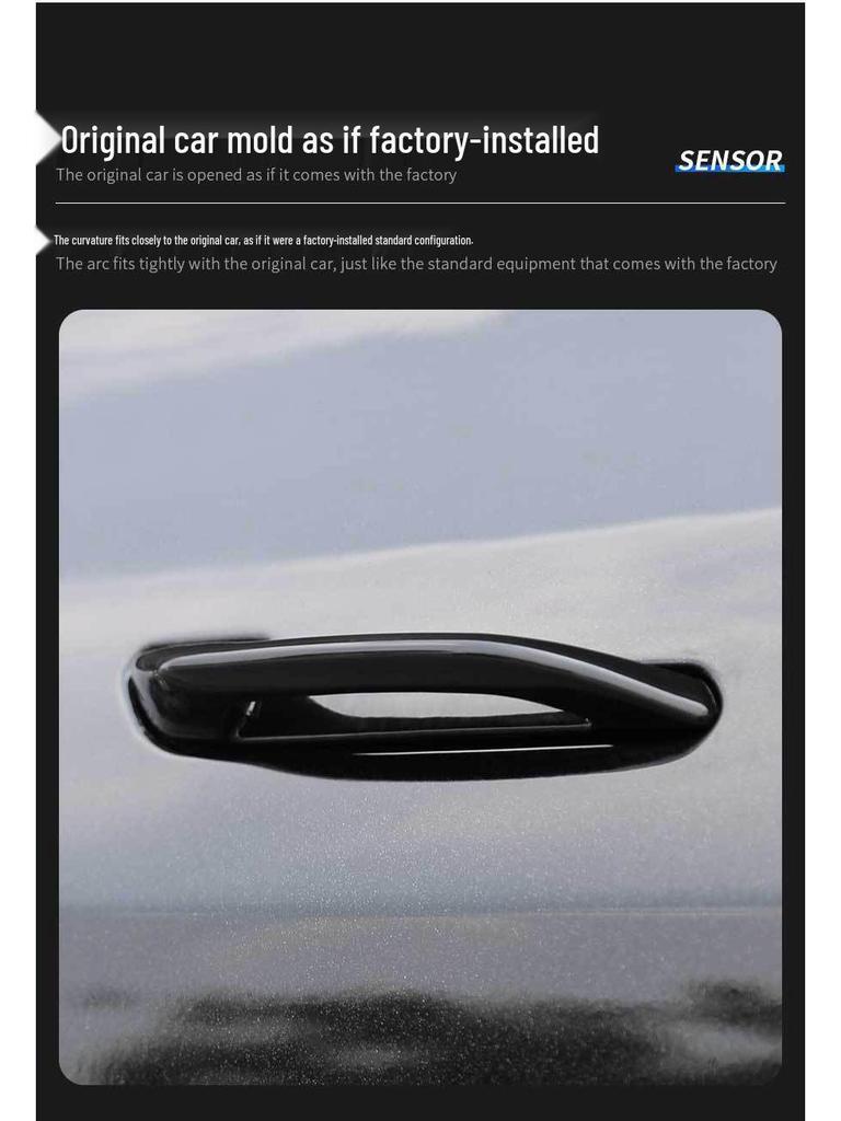 Tesla Model 3/Y Door Handle Carbon Fiber Protectors - Bright Black, Anti-slip