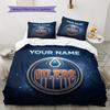 Custom Name,Edmonton Oilers Pattern Bedding Home Decoration Birthday Gift ( 1 Duvet Cover + 2 Pillowcase, Without Core),fan Merchandise.