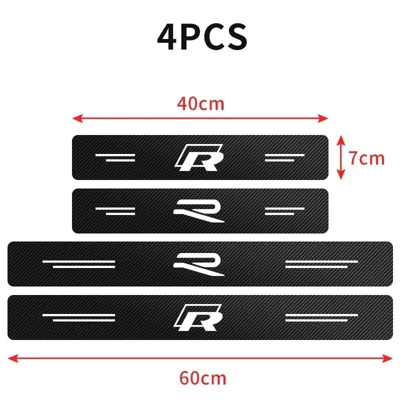 RFKNG1 High-quality Carbon Fiber Car Door Sill Protector Sticker For VW Rline Arteon Jetta Atlas Eos Caddy GTD Sharan Transporter