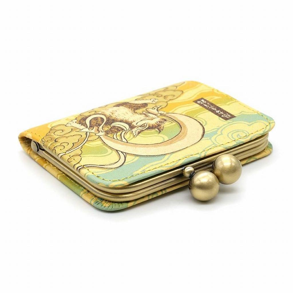 [WACHIFIELD] Dayan the Cat, Dayan, with a clasp purse design for easy opening and closing, and easy checking. Genuine leather. Wind God and Thunder