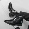 Men’s High Top Black Leather Boots Dress Formal Business Retro Brown Ankle Boots Tuxedo Purple Wedding Shoes Plus Size