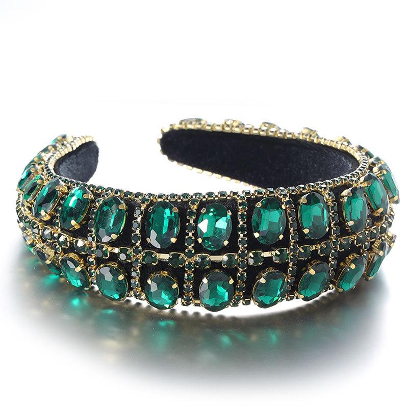 Luxury Baroque Sparkly Padded Rhinestones Headbands Full Crystal Hairbands Wide Diamond Headwear Hair Accessories Women