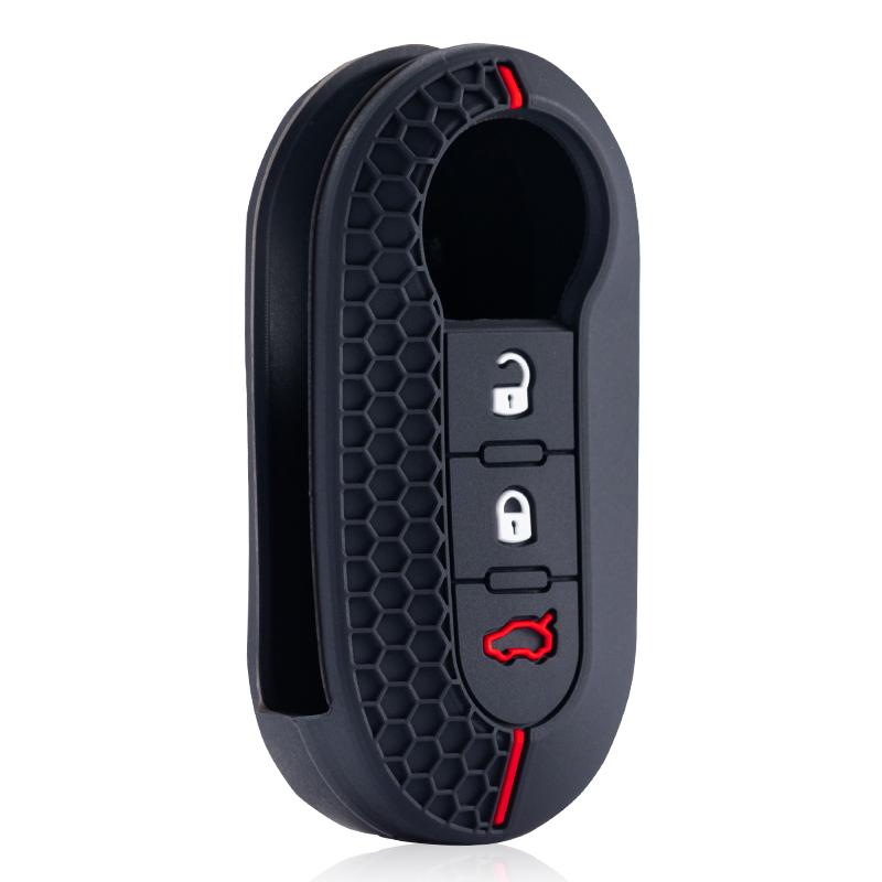 Custodia Cover in Silicone per Chiave Auto a 3 Pulsanti per Fiat 500 Guscio per Chiave Telecomando Pieghevole per Fiat Punto Panda Accessori Auto