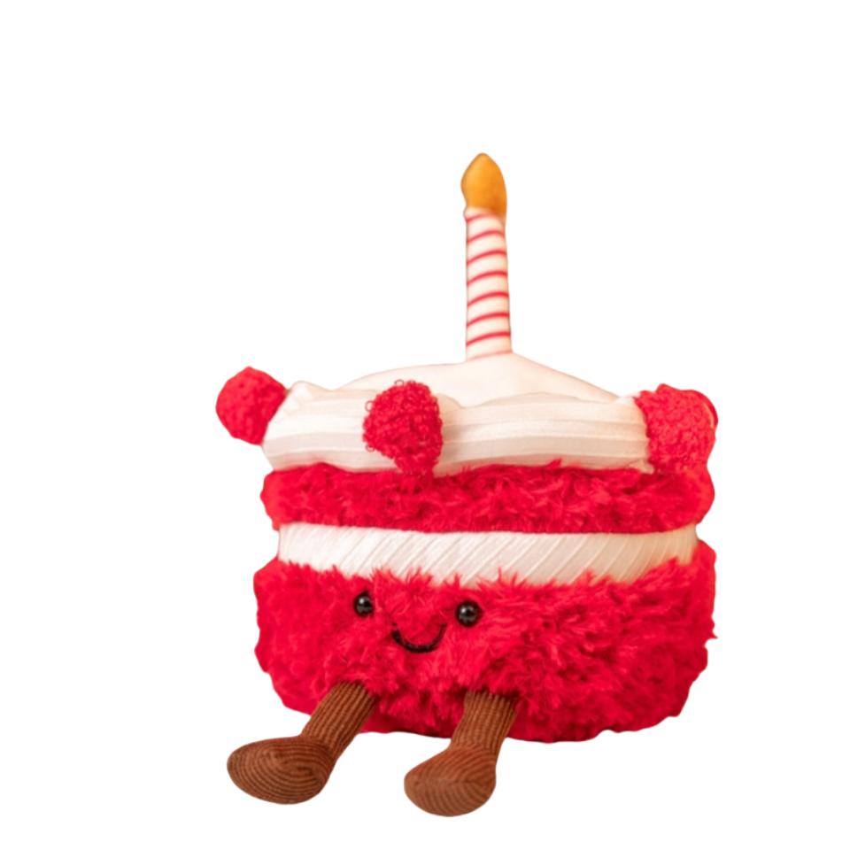 Cute Red Cake Plush Toy Cartoon Simulated Dessert Cake Stuffed Doll Birthday Cake Room Decor Kid Gifts