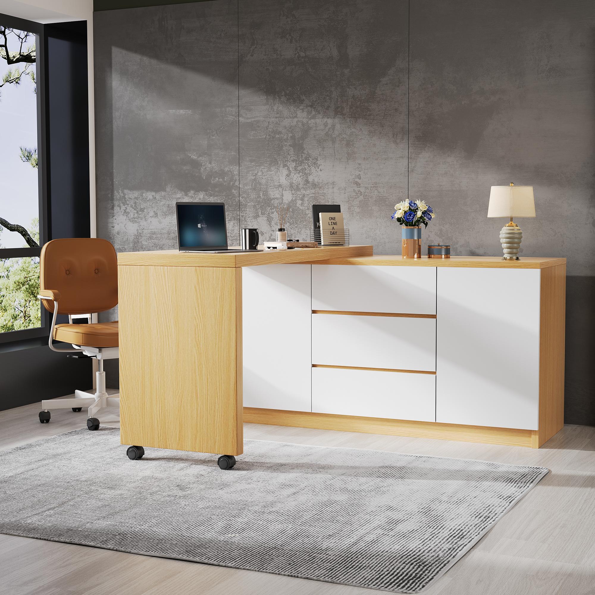 Desk with Lockable Casters, Multifunctional, 4