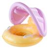 2026 New Yellow Flower Sunshade Baby Swim Ring Safe Anti Rollover Infant Seat Float Sun Protection Beach Party Toy