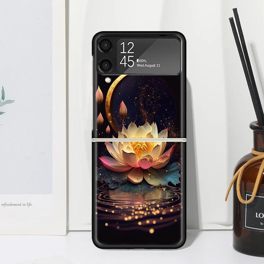 Буддийский Огненный Лотос Чехол для Телефона для Samsung Galaxy Z Flip 7 6 5 4 3 5G Flip3 Flip4 Flip5 ZFlip6 ZFlip7 Черный Fundas Прозрачный G Samsung Z Flip 6