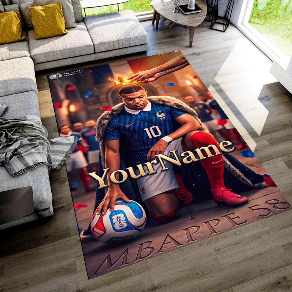 Mbappe Personalized Name Carpet Design for Decorate Room Outdoor Hallway Balcony Anti-slip Rug Anime Office Decor