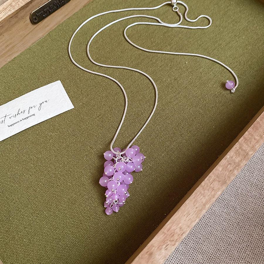 Summer dopamine stained glass crystal beaded necklace collarbone chain design sense niche item decoration