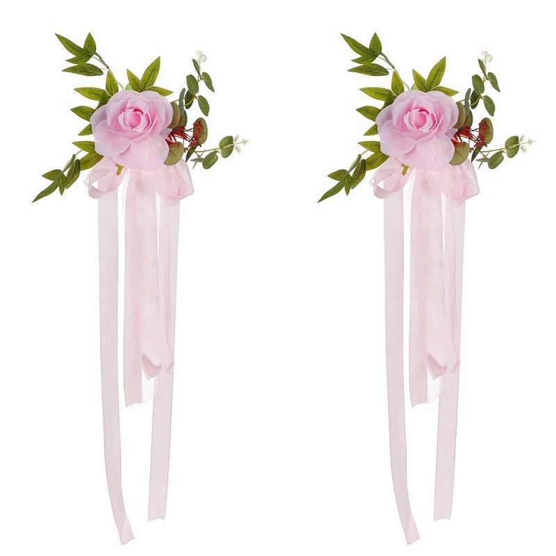 Wedding Chair Back Flower Decor Rose Bouquet For Outdoor Ceremony Car Mirror Decorations Bridal Corridor Hotel Aisle Floral Arrangement Fashion