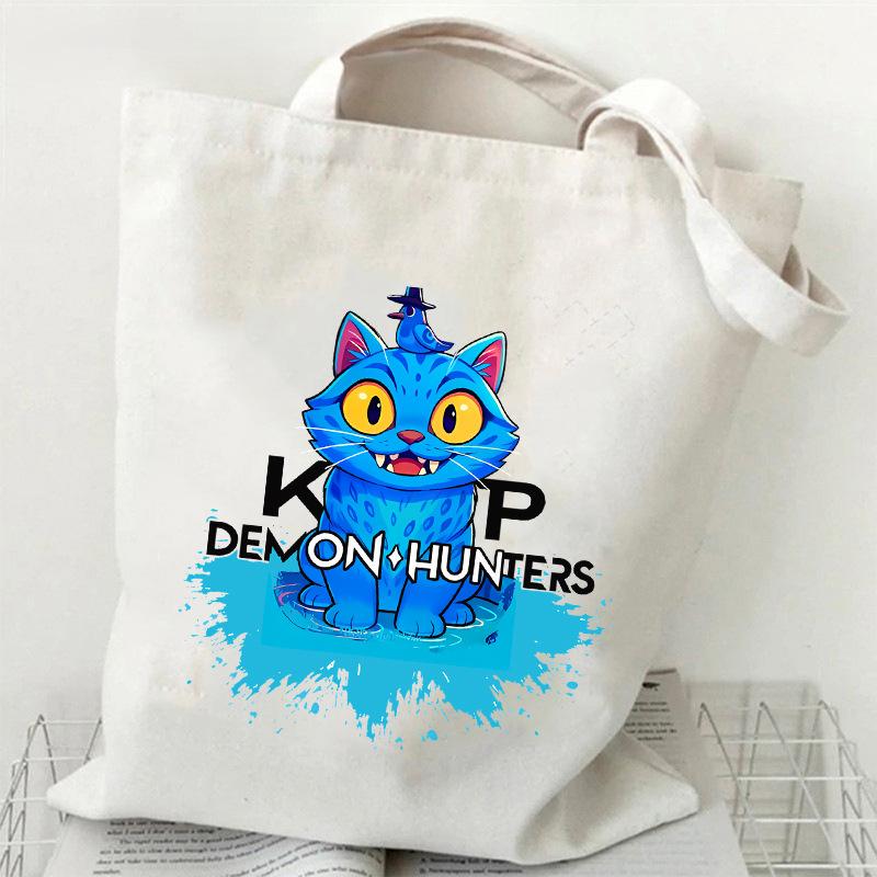 KPOP Skupina Lovců Démonů Taška z plátna s tygřím potiskem Jednoramenná taška crossbody pro studenty Denní nákupní taška tote