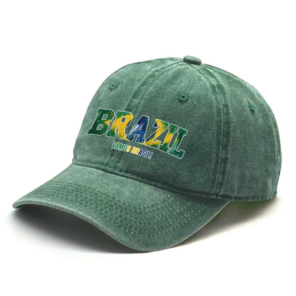 Brazil Flag Printed Adjustable Sun Hat Snapback Baseball Cap Unisex With Sweatband Stylish Dad Hat For Urban Travel Daily Wear