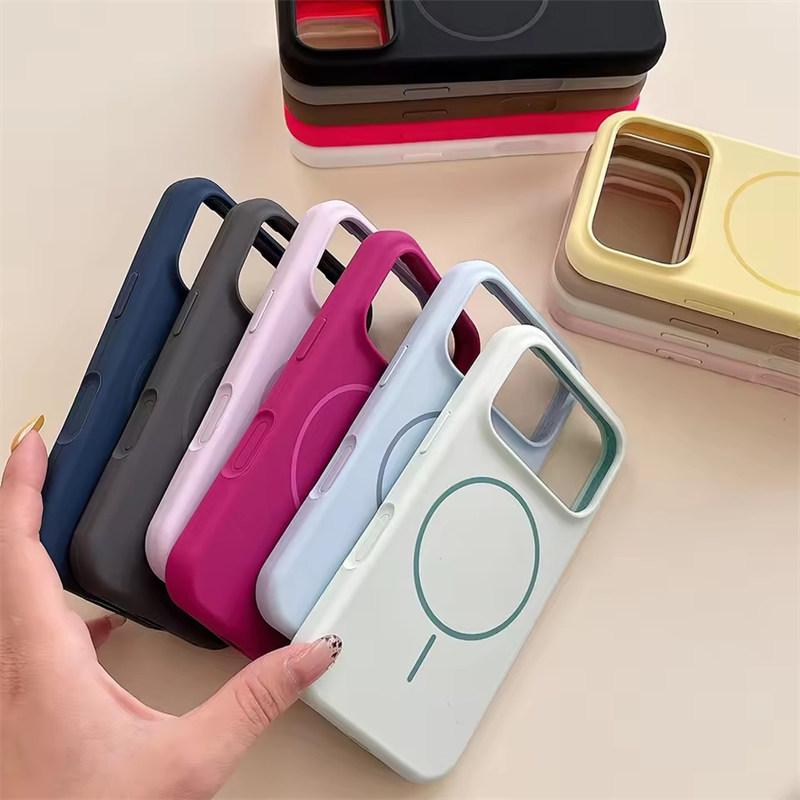 Liquid Silicone Matte Solid Case for iPhone 17 Air 16 15 14 Plus 13 12 Pro Max for Magsafe Wireless Charging Shockproof Cover
