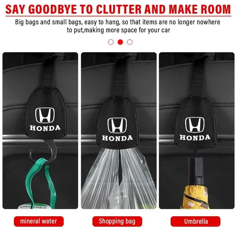Pro Honda 1/2ks Kožené háčky na opěradlo autosedačky Přenosný stojan na závěsné tašky Pro Honda Civic Odyssey Vezel Accord Pilot Fit XRV CRV HR