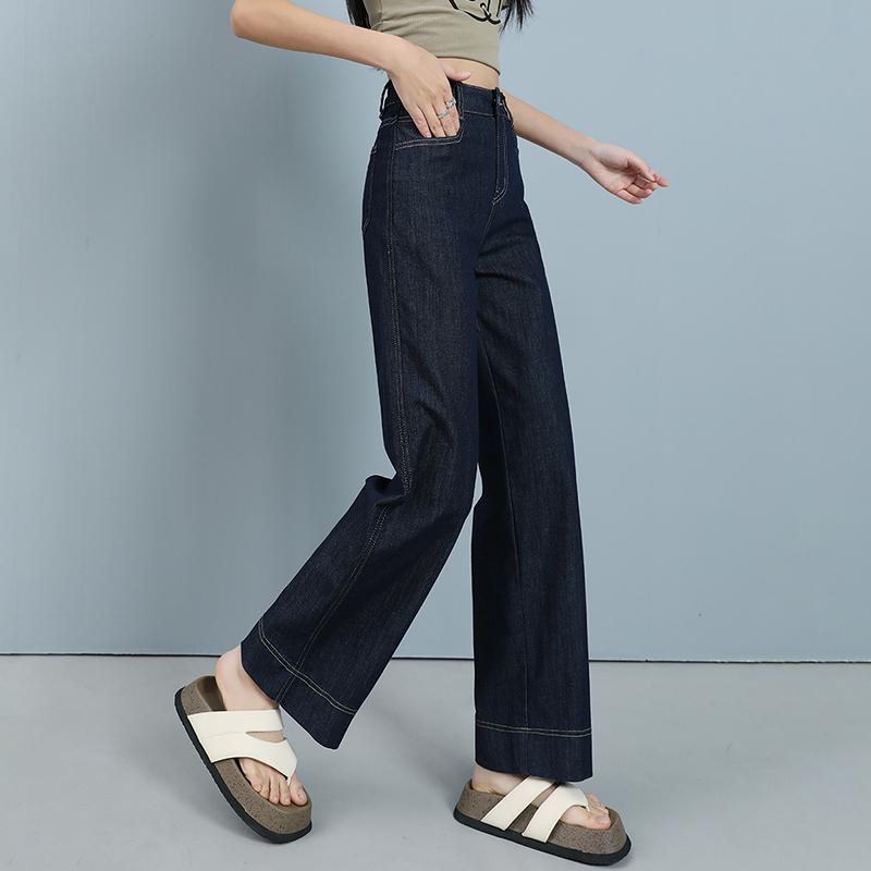 DIMANAF 2025 Spring Plus Size Jeans Long Harem Pants Women Casual High Waist Elastic Basic Straight Trousers Maxi