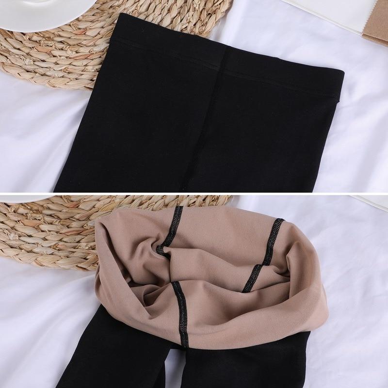 Women's Autumn and Winter Fleece-lined Leggings One-piece Faux Sheer Thick Warm Pantyhose