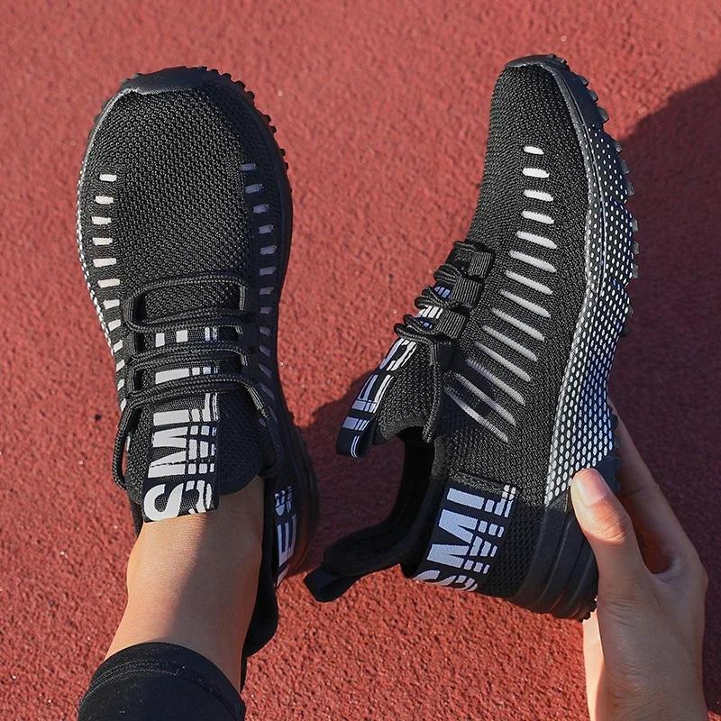 Sneakers Women Luxury Casual Tennis Fashionable Breathable Knitted Walking Shoes Black Anti Slip Lace Up Women'S Running Shoes