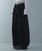 LOOXP Logo Eyelet Wide Cargo Long Pants Black