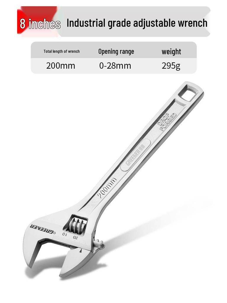 Multifunctional Large Opening Adjustable Wrench - Compact Hardware Tool