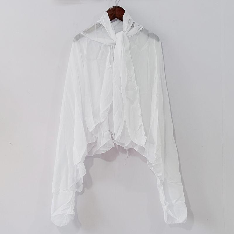 

Экспортный солнцезащитный платок-шаль для женщин, кардиган, марлевые рукава на шнуровке, креативный солнцезащитный вуаль, верхняя одежда, сочетается с короткой маленькой рубашкой C866 White One size