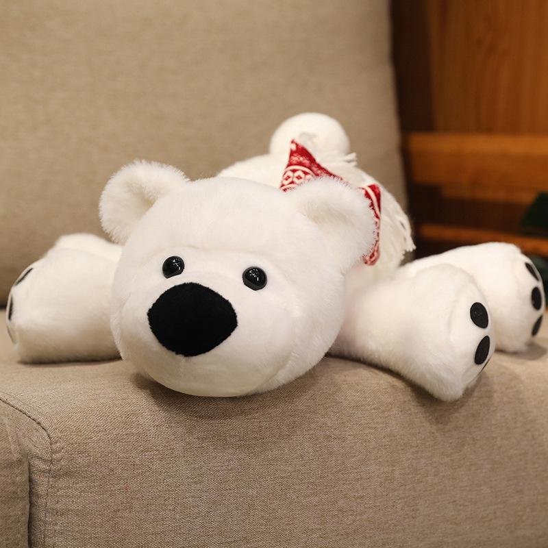 

Polar Stuffed Bear Animal Doll White Pillow Red Scarf Children Birthday Gift 26cm/10.24in