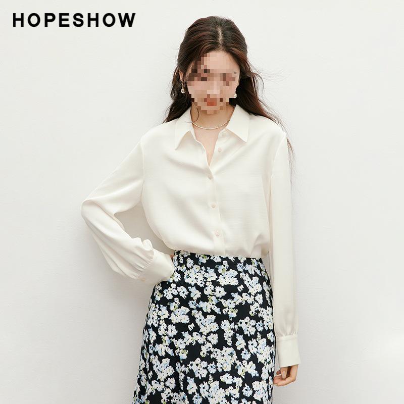 Hongxiu 2025 Glossy Lapel Drape Acetate Top - Spring/Autumn Women's Fashion Shirt