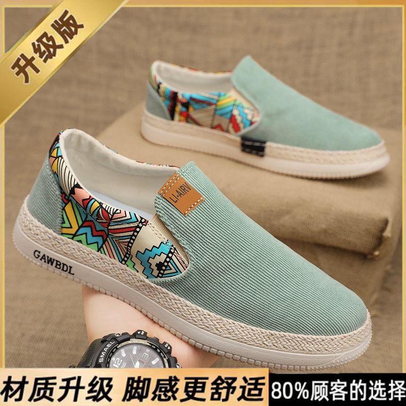 2025 summer old Beijing cloth shoes men's new sports and leisure canvas shoes men's lasagna fisherman one-pedal men