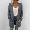 Fashionable Women's Knitted Cable Cardigan Sweater Mid-length Twisted Rope Cardigan Coat